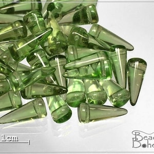 10 pcs Olive Czech Glass Spike Beads 13x5mm (6946)