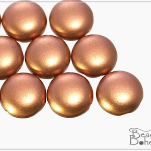 10 pcs 12 mm 2 Hole Czech Candy Beads Silky Metallic Copper - 2 hole cabochon (10869)