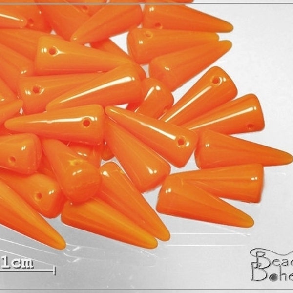 10 pcs Milky Orange Czech Glass Spike Beads 13x5mm (7032)