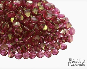 50 pcs Crystal Red Luster Czech Glass Pinch Beads Classic 5x3,5 mm (8581)