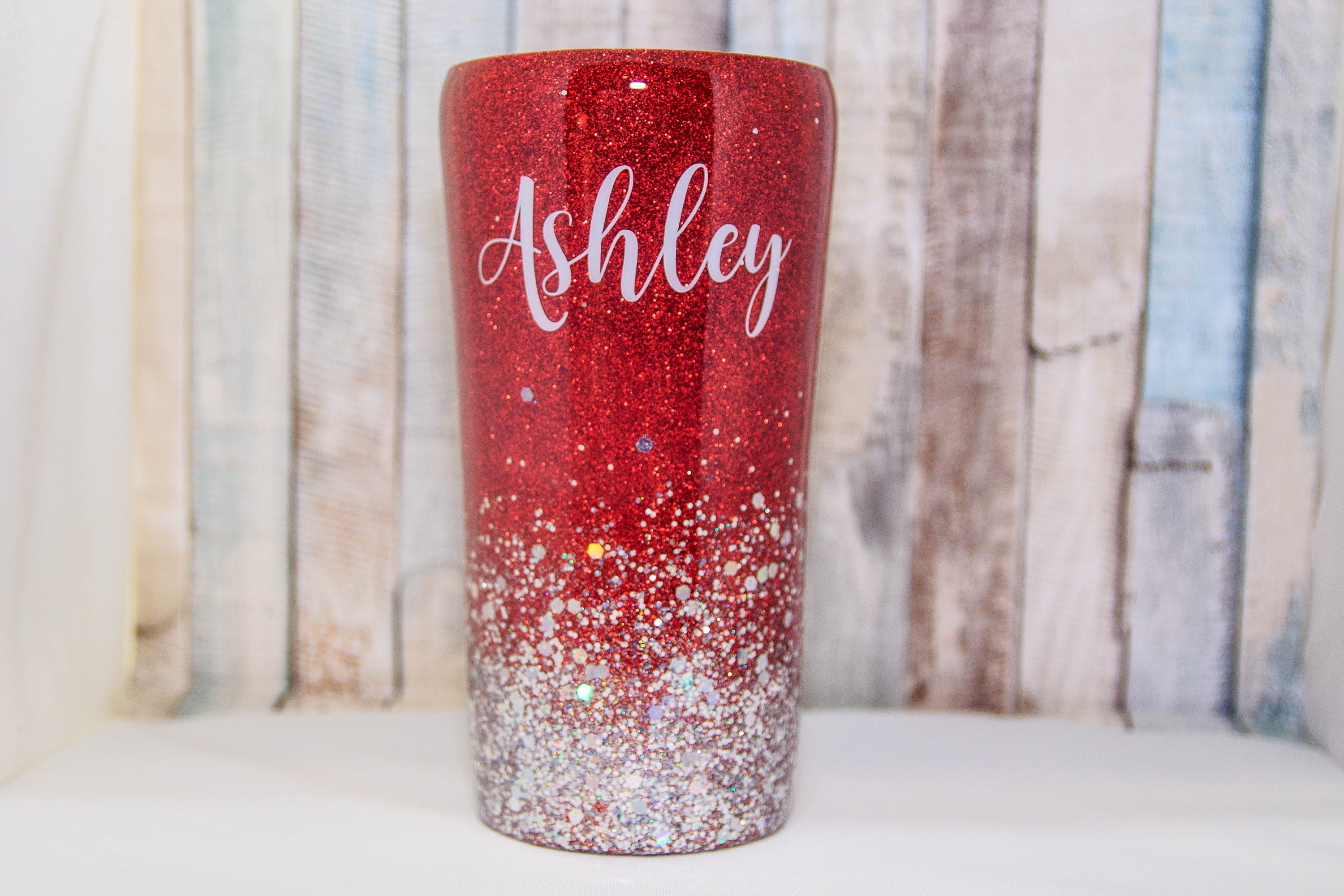 Glitter Tumbler red and chunky holographic silver chunky Etsy
