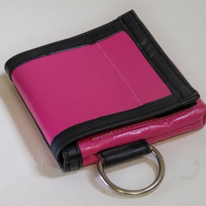 Pink Truck Tarp Wallet with stainless steel D-ring