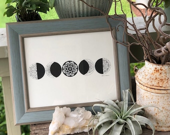 New Moon Mandala Art | Lunar Phases Spiritual Wall Art | Printable Celestial Artwork | Digital Download