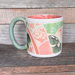 Patchwork Mug 16 oz Handmade Stoneware Pottery Ceramics