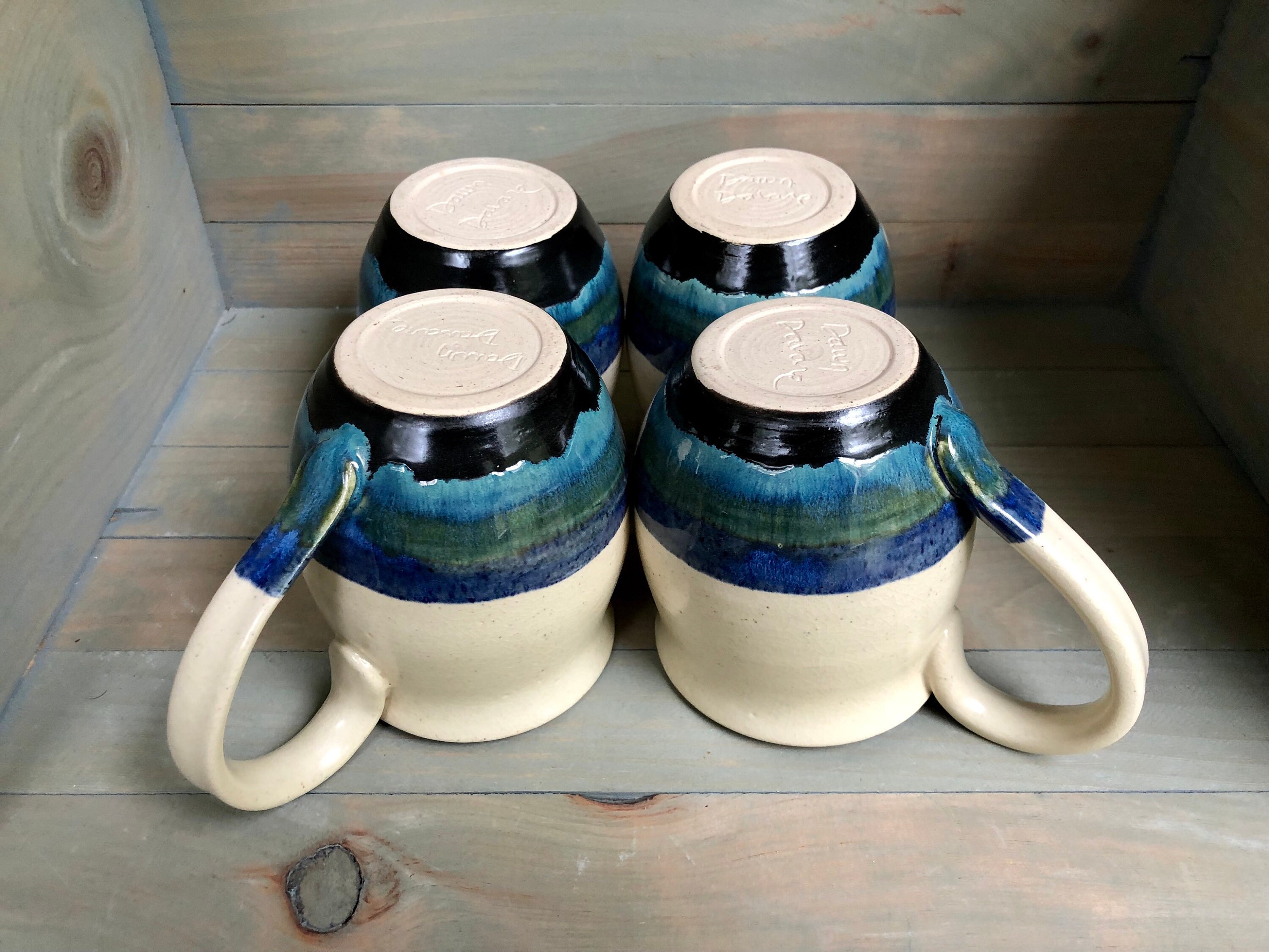 CLEARANCE Four Coffee Mugs Cup Set of Four Stoneware Etsy