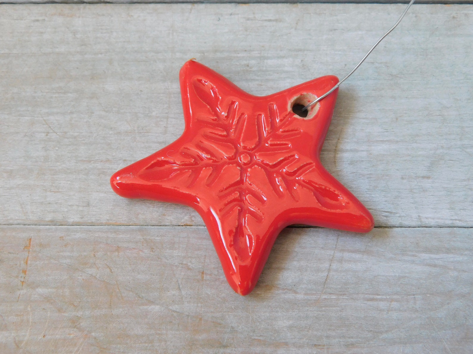 Red Star Ornament Set Handmade Pottery Ceramic Etsy