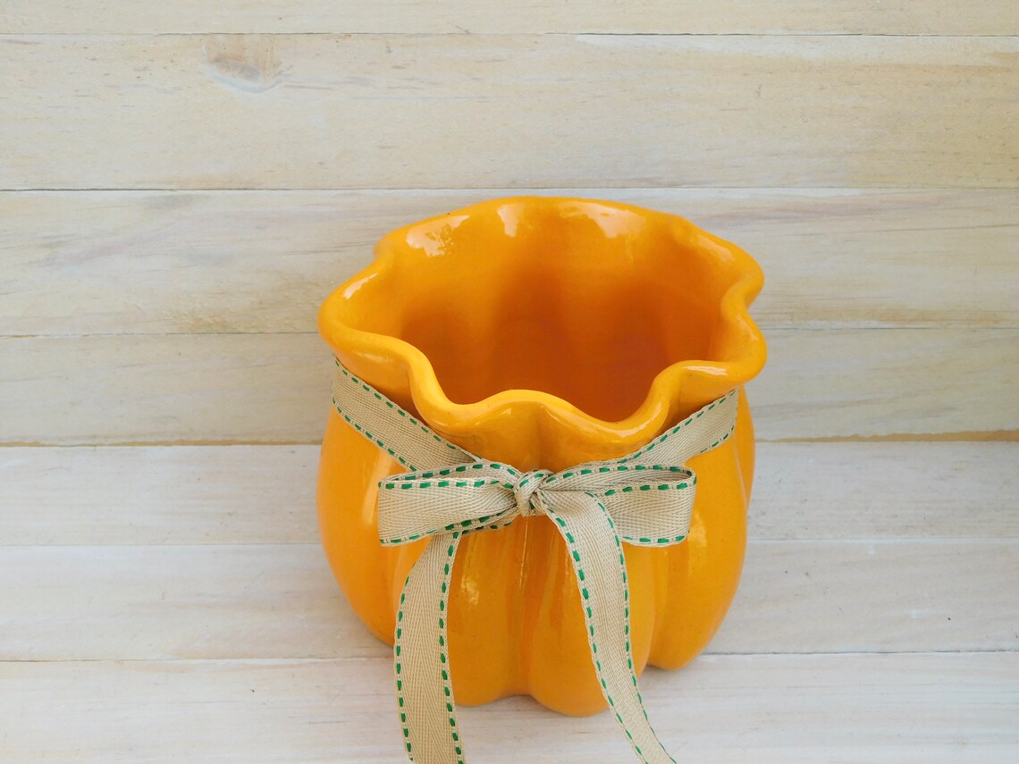 Pumpkin Vase Jar Handmade Ceramic Pottery Etsy