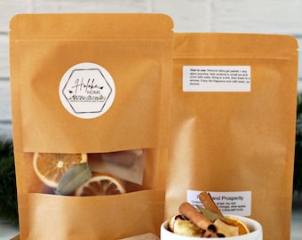 Peace & Prosperity Winter Simmer Pot Kit - Stovetop Potpourri - Home Fragrance - Rosemary, Ginger, Bay Leaf, Cinnamon, Orange, Apple, Lemon