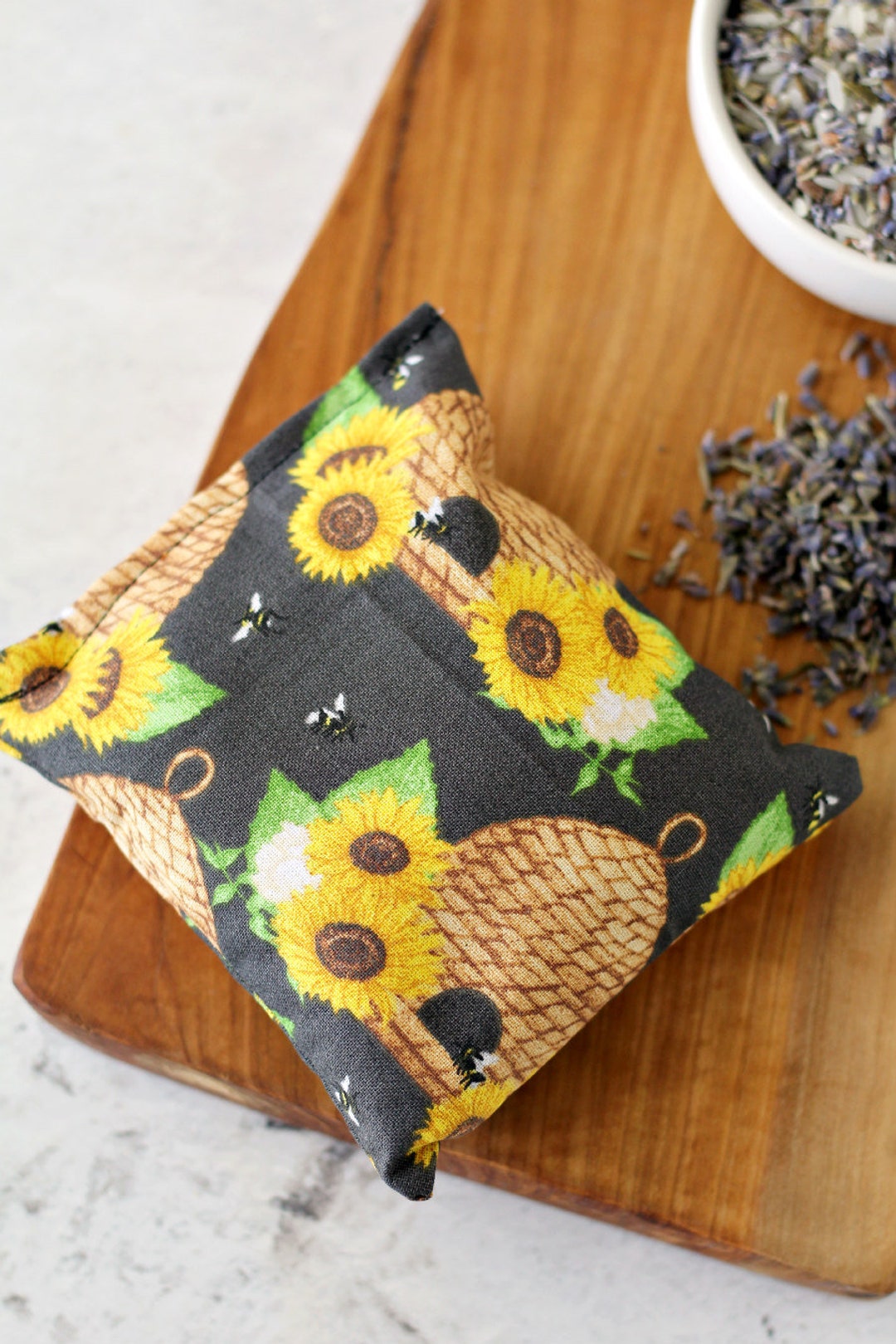 Dream Pillow, Heating Pad Herbal Lavender and Rice Black Beehive