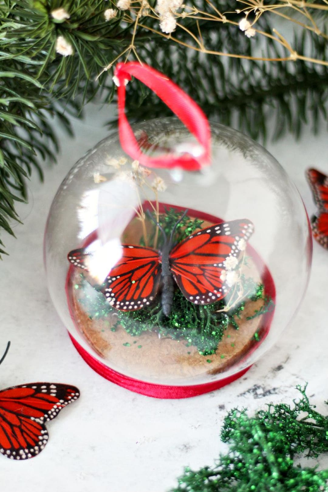 Glass Cloche w/Gold Butterflies main image 1