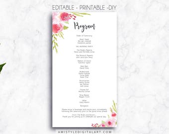 folded wedding program wedding reception program template etsy