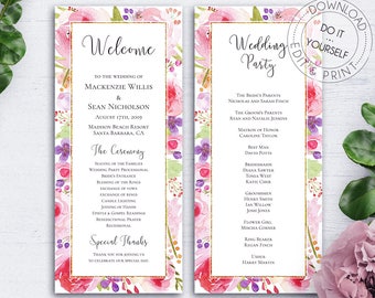 folded wedding program wedding reception program template etsy