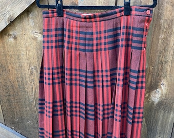Vintage Women’s Plaid Pleated A line Skirt Size 16