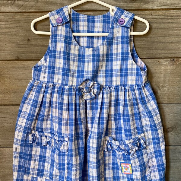 Vintage Toddler Girls Plaid Sundress Size 3T