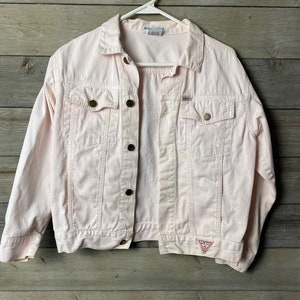 Vintage 1980’s -1990’s GUESS Denim Jacket Light Pink Girls Size 14