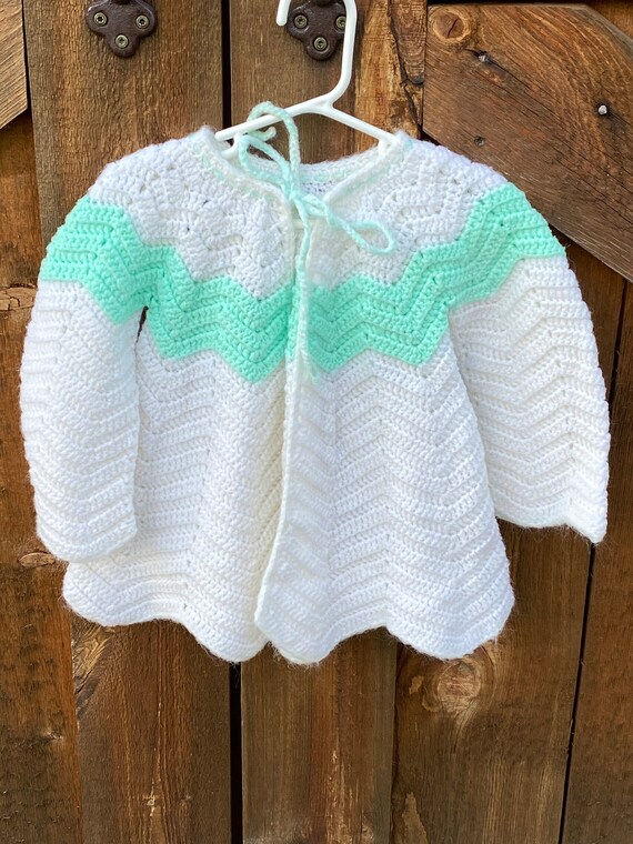 Vintage Handmade Crocheted Sweater For Girls Size… - image 2