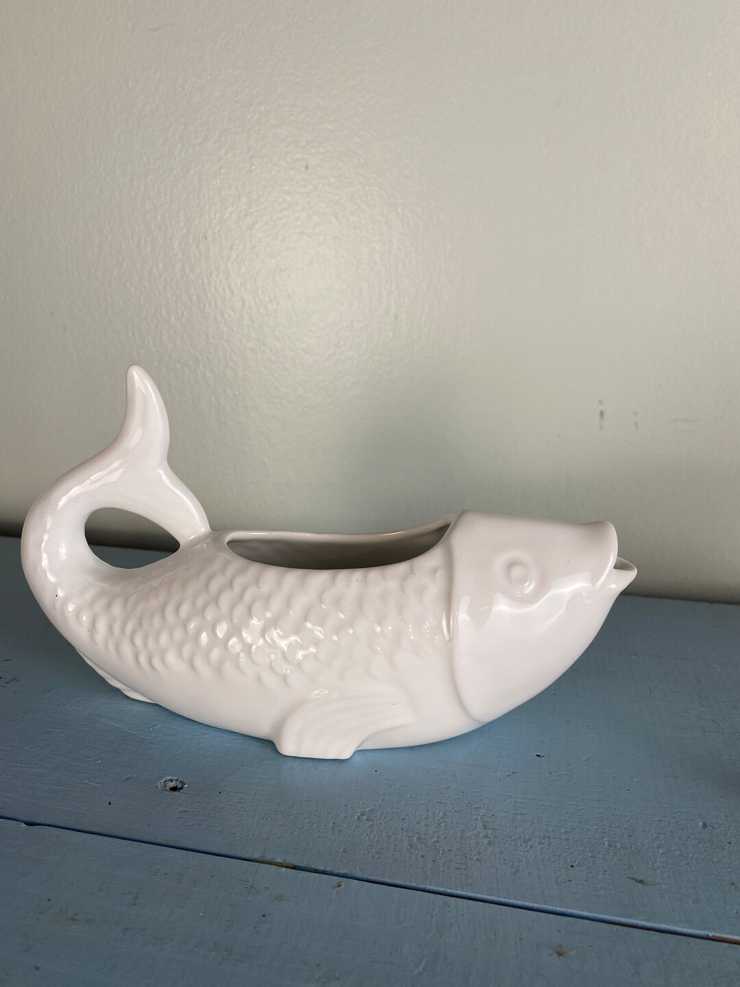 Dansk Ceramic Koi Fish Gravy Boat Sauce Dispenser Serving Etsy