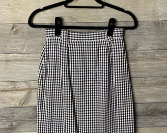 Vintage Black and White Check Midi Pencil Skirt  Size 2/4