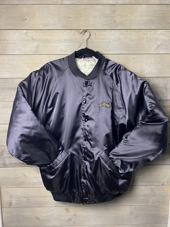 Vintage Women's Satin Club Bomber Style Jacket With Vintage Women's Satin Club Bomber Style Jacket With