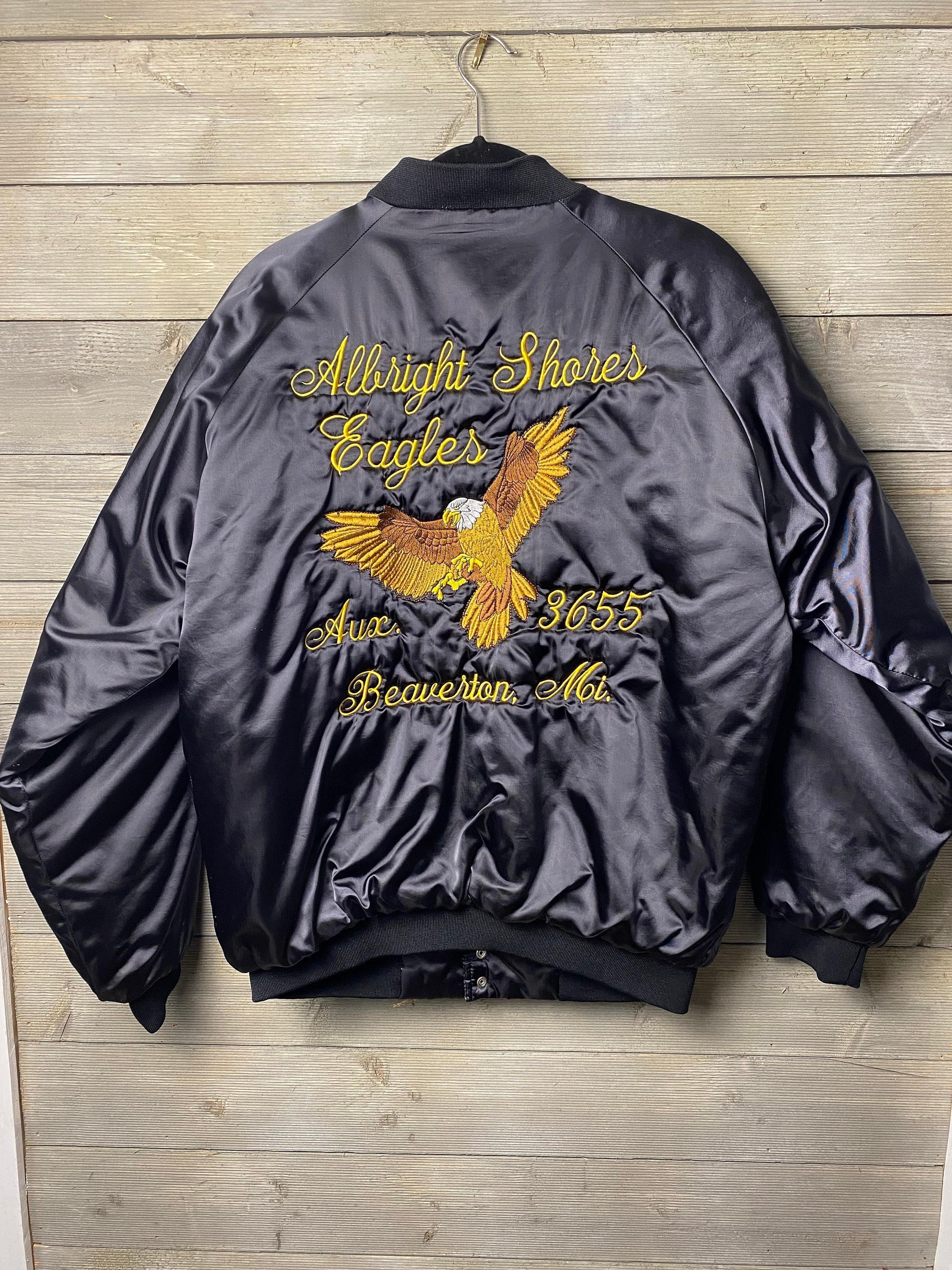 Vintage Women's Satin Club Bomber Style Jacket With Vintage Women's Satin Club Bomber Style Jacket With