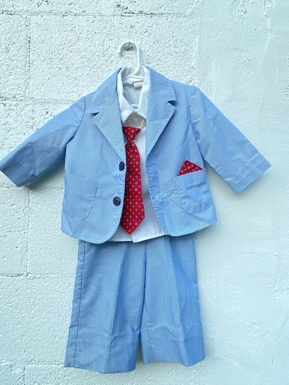 Vintage boys seer sucker suit size 2 - image 1