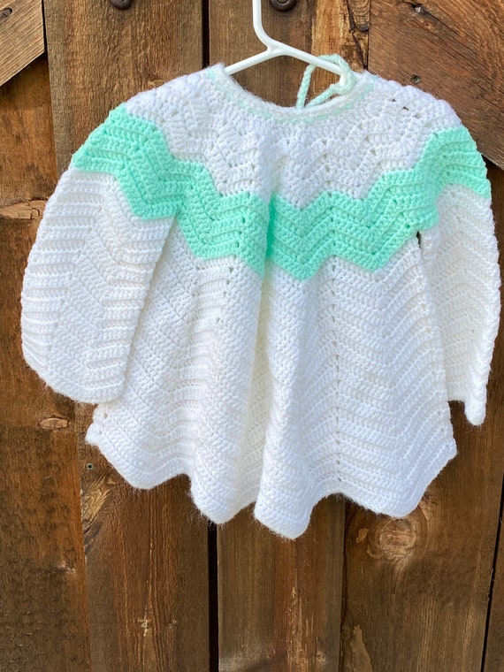 Vintage Handmade Crocheted Sweater For Girls Size… - image 3