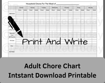 adult chore chart etsy chore chart for adults