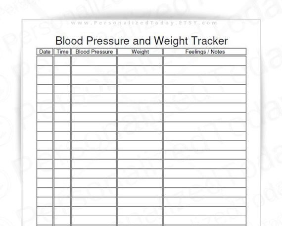 Blood Pressure and Weight Log Fillable and Print and Write PDF | Etsy