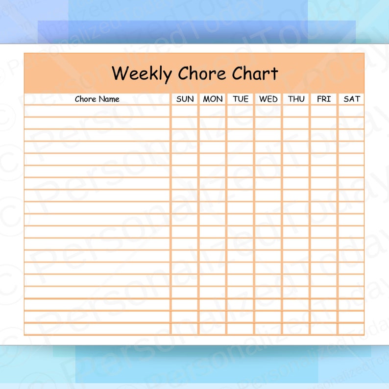Family Calendar Chore Chart