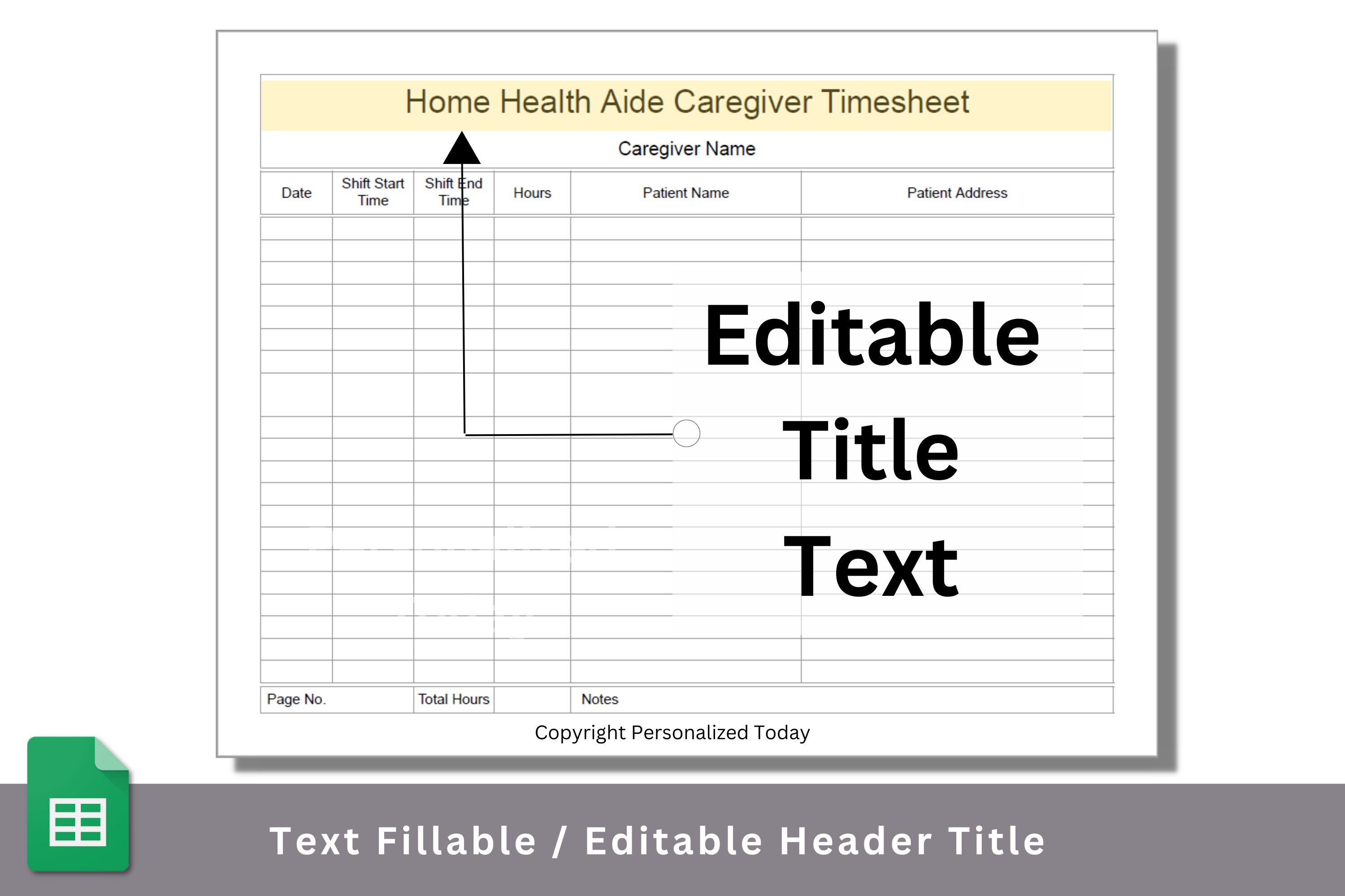 Home Health Aide Caregiver Timesheet - Homecare Time Sheet - Google ...