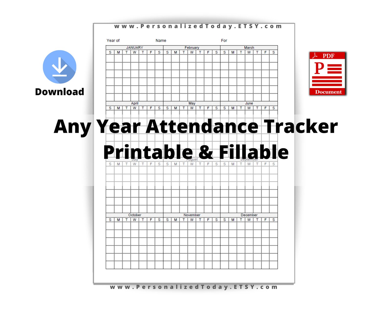 Any year attendance calendar fillable and print and write pdf digital