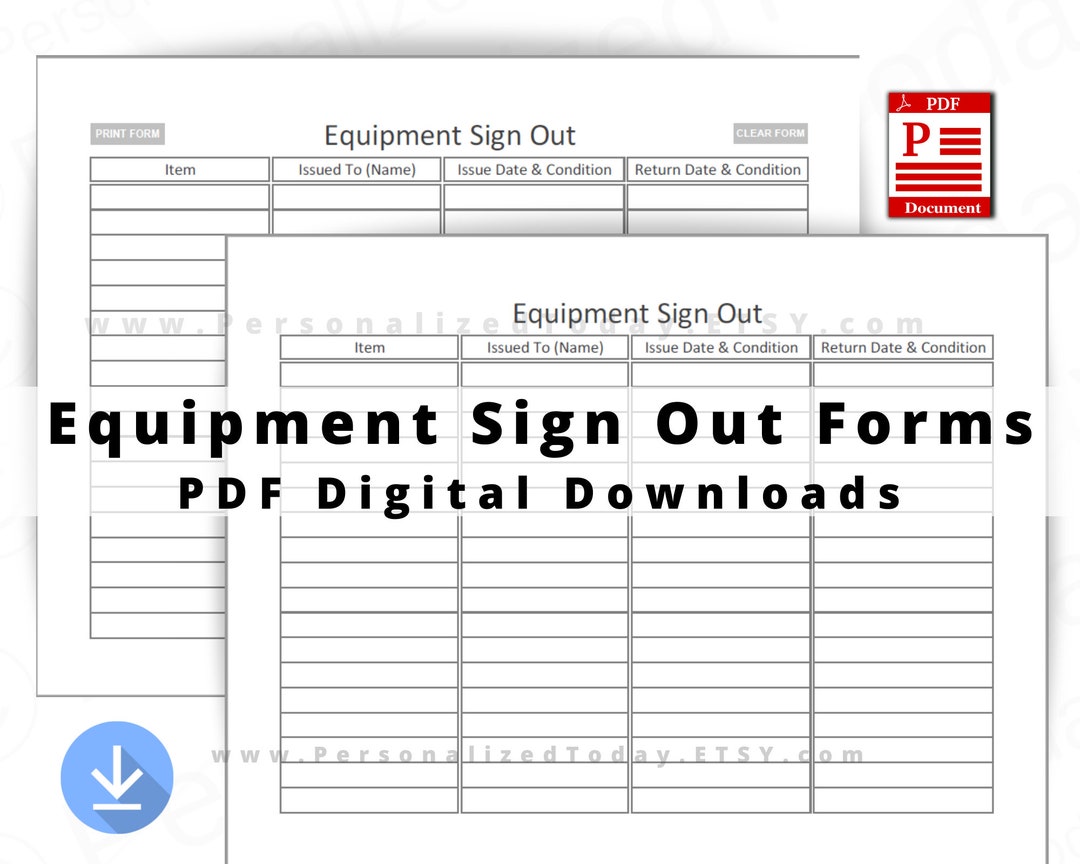 Printable Equipment Sign Out Sheet PDF Digital Download US - Etsy Australia