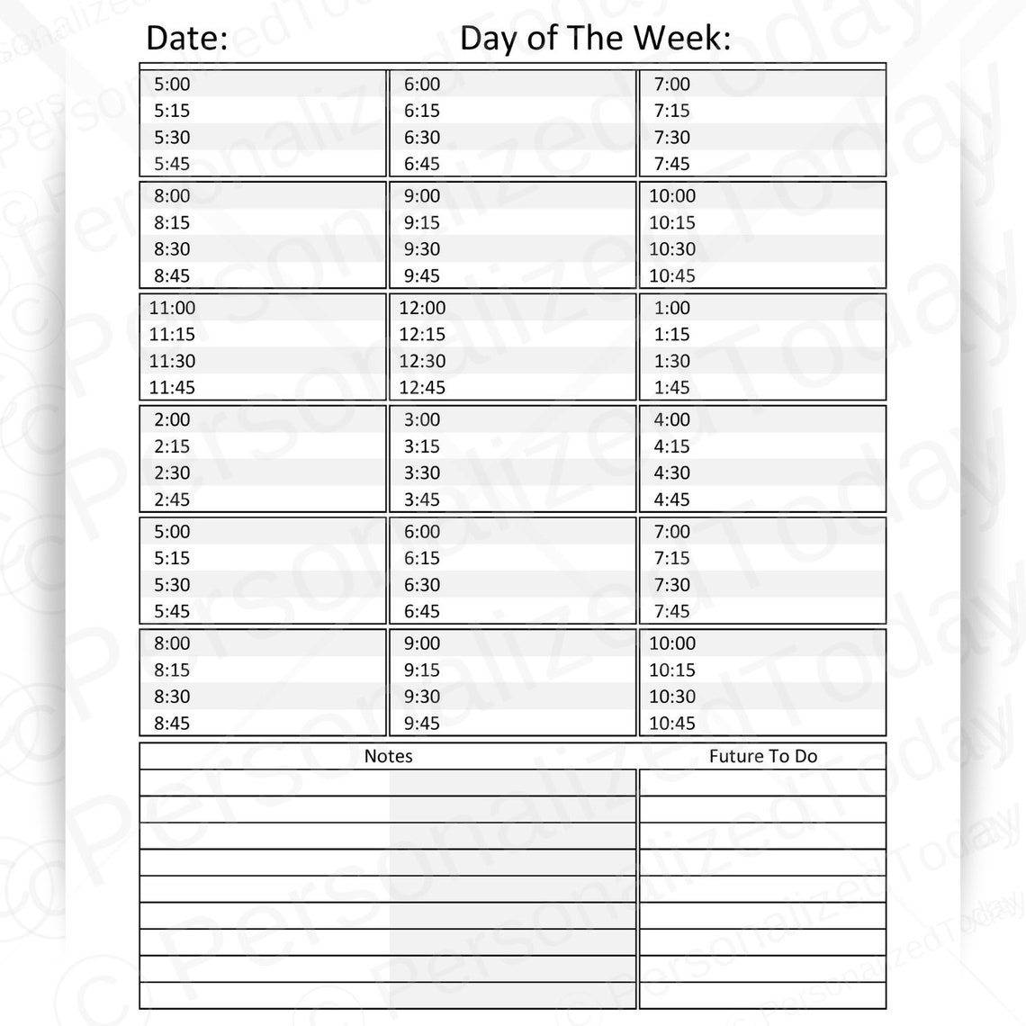Digital Download PDF 5 AM Start Weekly Printable Schedule - Etsy