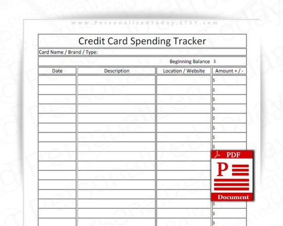 Credit Card Spending Tracker Fillable and Print and Write PDF - Etsy