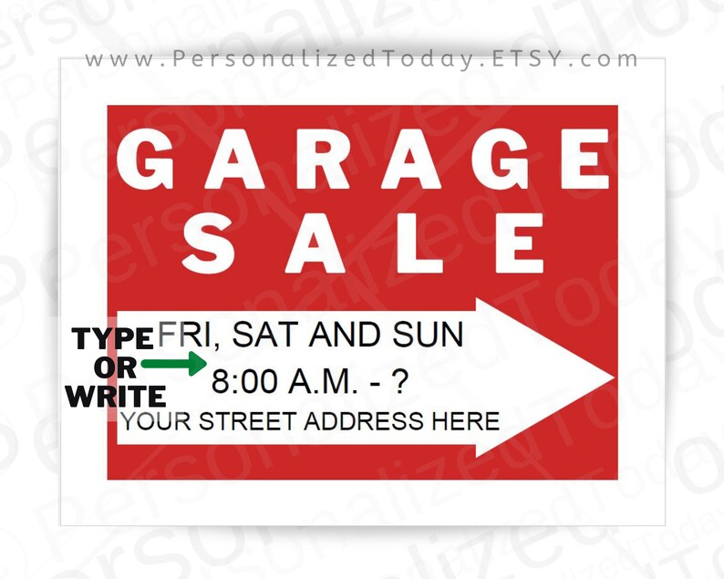 Printable Garage Sale Signs Kit Digital Download US Letter Etsy