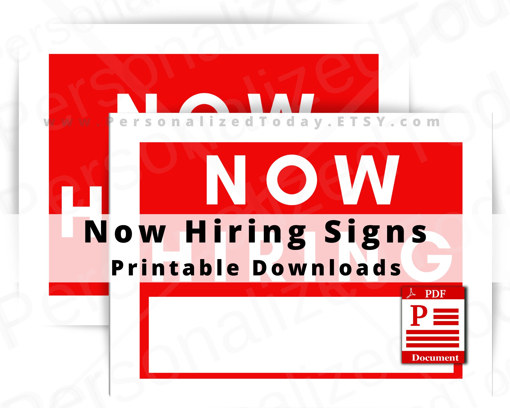 Now Hiring Printable Sign Digital Download US Letter Size PDF