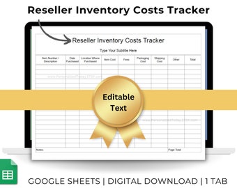 Reseller Inventory Costs Tracker Resale Sourcing Expenses Worksheet For Wholesale and Retail Arbitrage Sourcing Text Editable Google Sheets