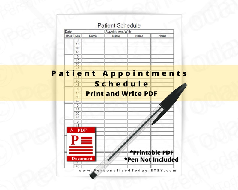 Patient Appointments Schedule Fillable Editable and Printable | Etsy