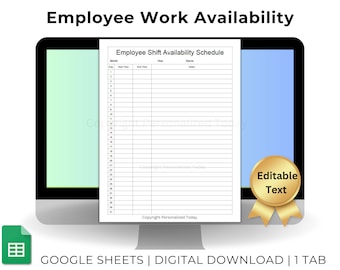 Daily Monthly Employee Availability Tracker Staff Scheduling Team Member Work Hours Spreadsheet Text Editable Google Sheets Template