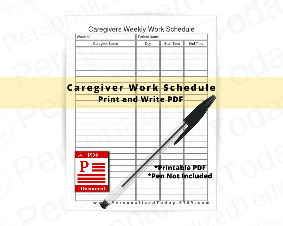 Weekly Caregiver Schedule Template Weekly Caregiver Schedule Template