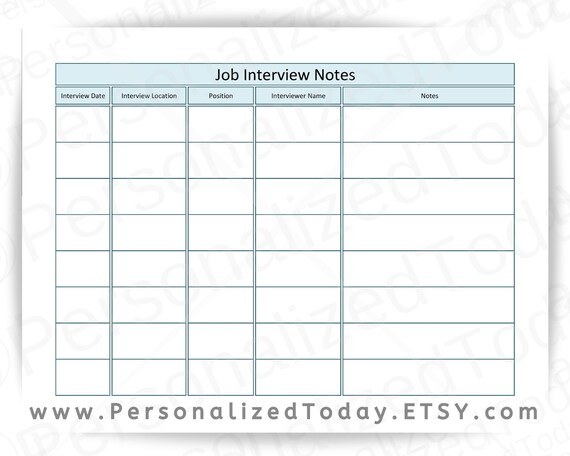 job employment interview notes and follow up printable pdf planner pages us letter size 8 5 x 11 inches instant digital download file interview notes