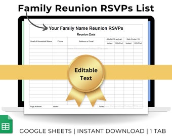 Family Reunion RSVP Responses Tracker For Number of Reunion Attendees Coming To The Event Google Sheets Template With Automated Calculations