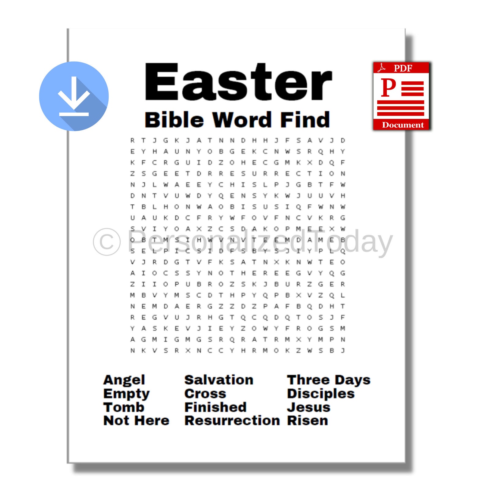Easter Bible Word Search Puzzle Printable PDF Digital Download Etsy