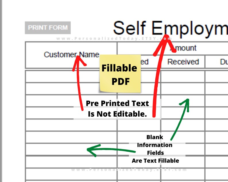 Printable Self Employment Income Tracker PDF Digital Downloads - Etsy