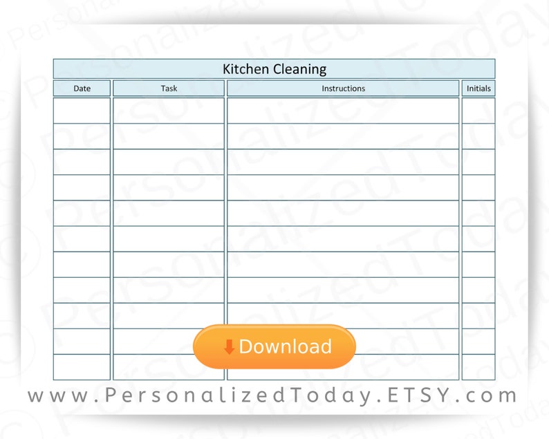 Printable Kitchen Cleaning Checklist US Letter Size PDF | Etsy