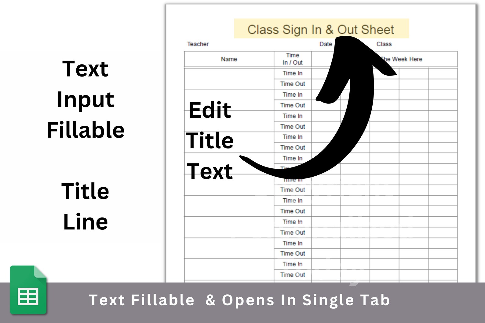 Daily Class Sign in and Sign Out Sheet Google Sheets Editable Etsy