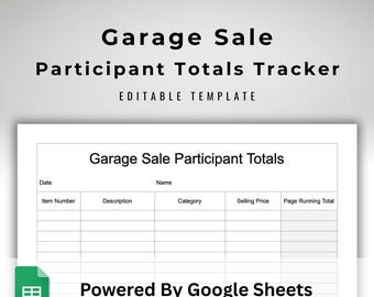 Garage Sale Calculator - Up to 12 Transactions - Multiple Items Per Sale Spreadsheet - Google Sheets Download