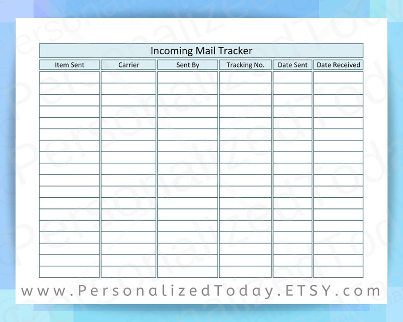 Mail and Outgoing Mail Printable Tracking Log For Etsy