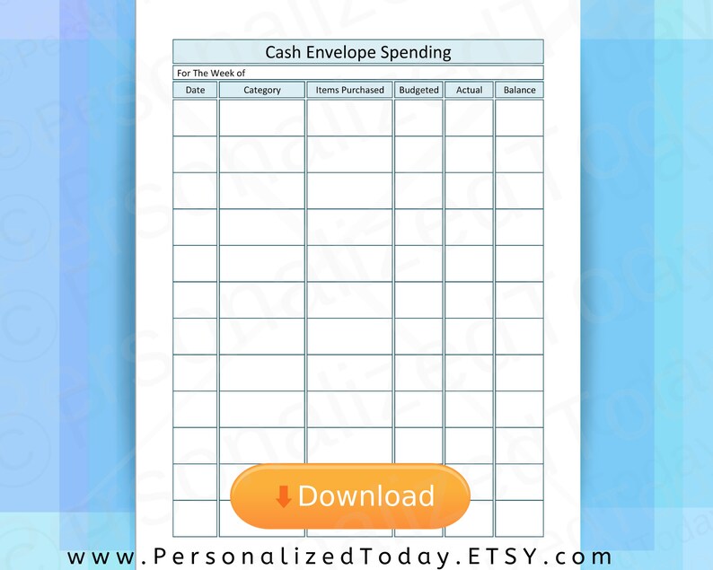 cash envelope spending weekly budget tracker printable pdf etsy