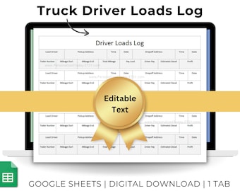 Driver Loads Log Trucker Job Planner Daily Truck Driving Worksheet Truckers Log Sheet Trucking Day Trip Text Editable Google Sheets Template